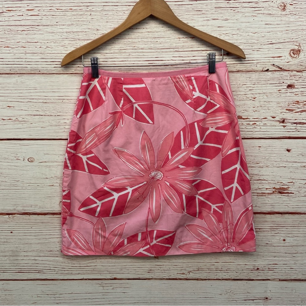 Vintage Lilly Pulitzer White Label Pink Floral Mini Skirt Sz 6 - Picture 3 of 7